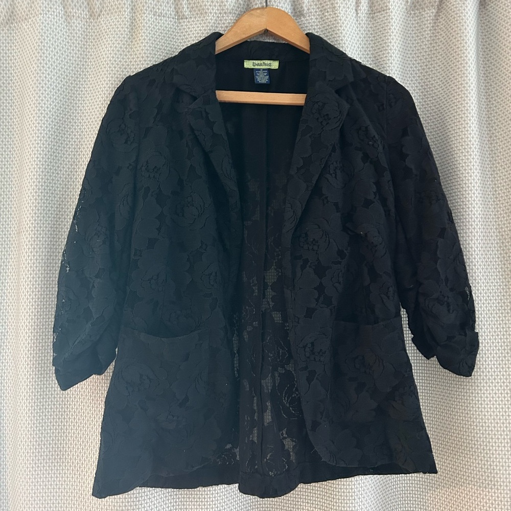Black Lace Blazer with 3/4 Sleeves
